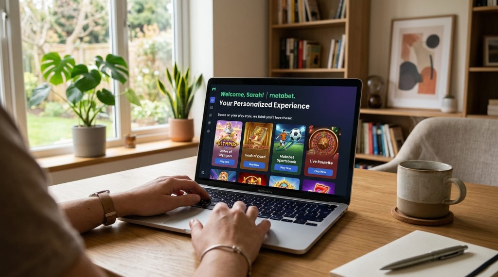 Dashboard personalizado de Metabet abierto en una laptop